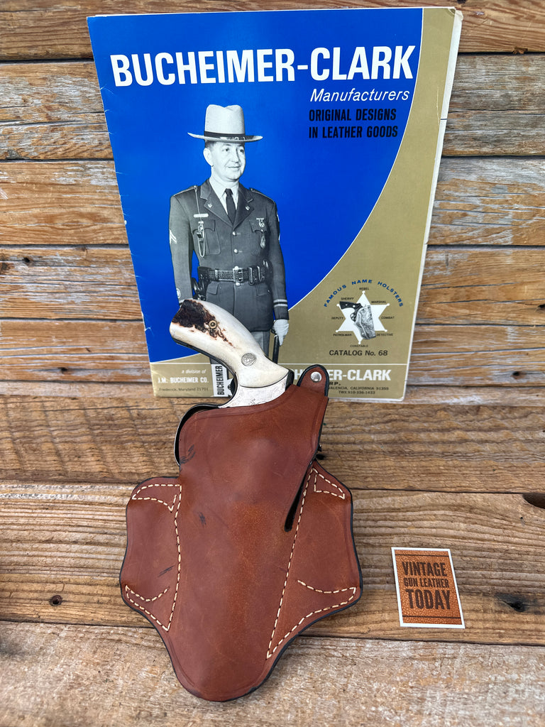 Vintage Bucheimer Brown Plain Leather  OWB Holster For S&W 10 12 13 15 19 64 65