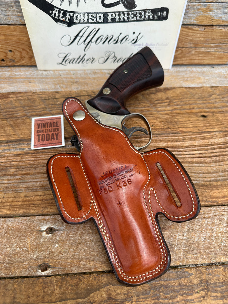 Alfonsos F60 Brown Basketweave Leather Lined Holster For S&W K Revolver 4"