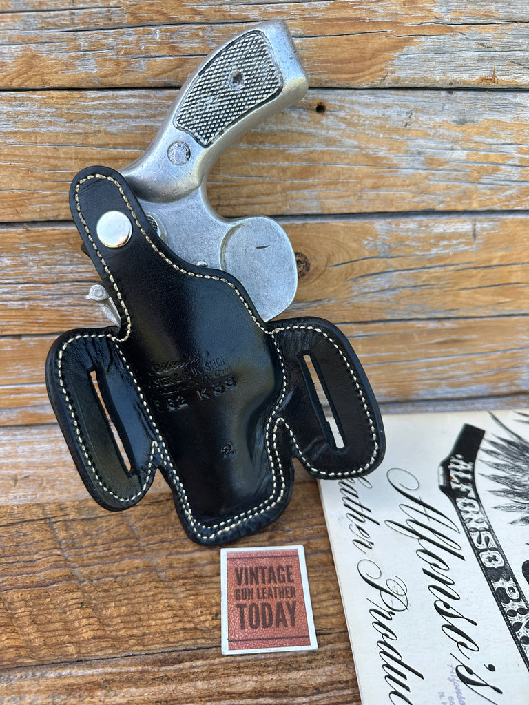Alfonso's Plain Black Leather Suede Lined Holster for S&W K Frame 2.5" Revolver