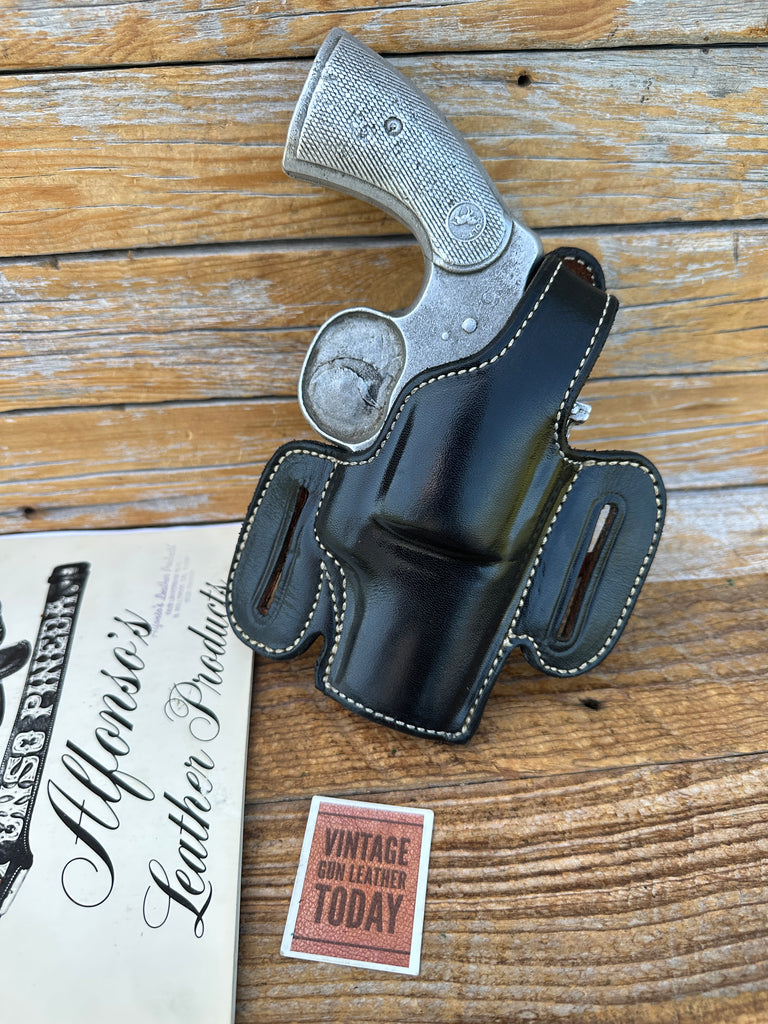 Vintage Alfonsos Black Leather Lined Holster For Python S&W L 2.5" Revolver