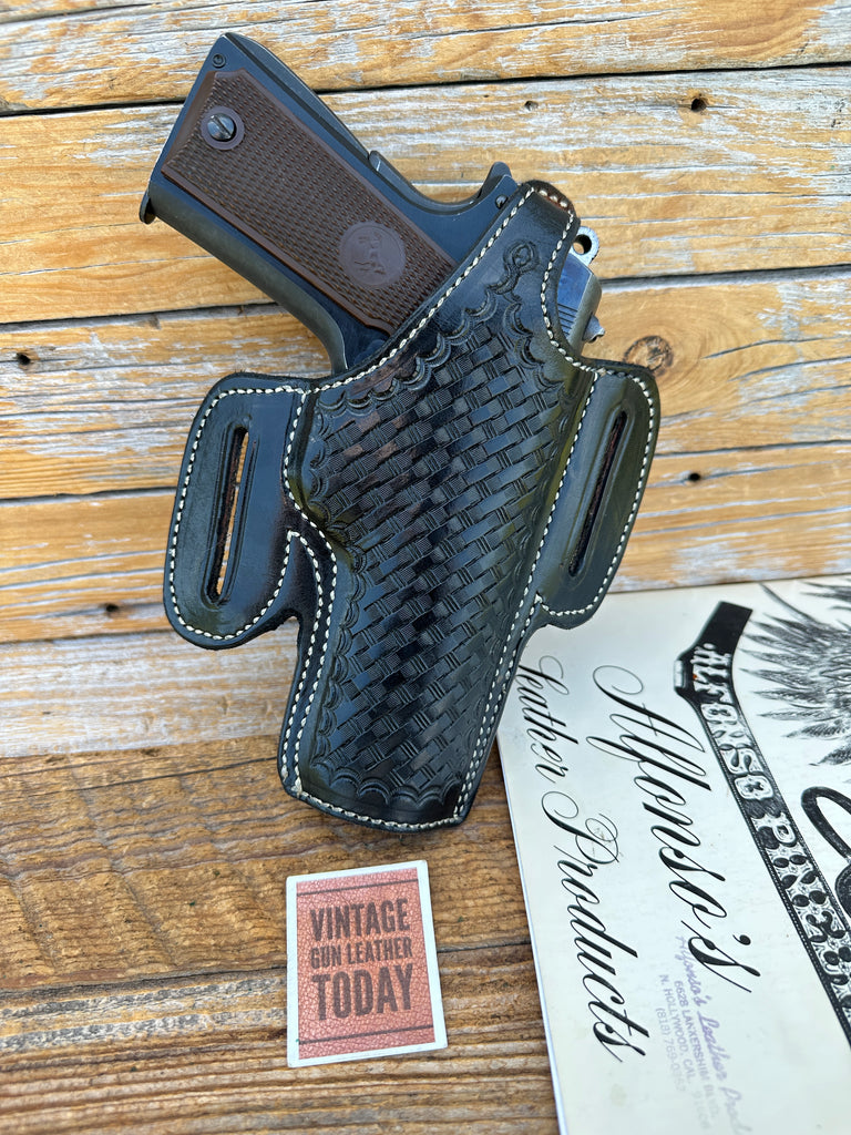 Alfonso's Black Basket leather Holster For Colt 45 1911 Commander 4 1/4" Right