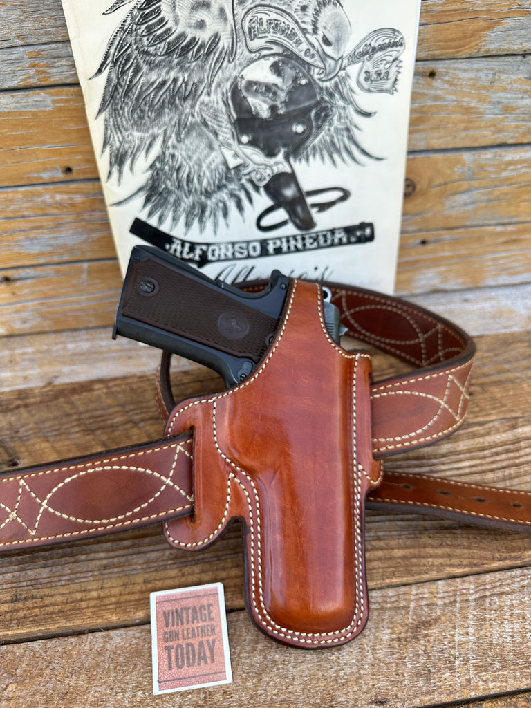 Alfonsos F60 Plain Brown leather Lined Holster For Colt 45 1911 Commander