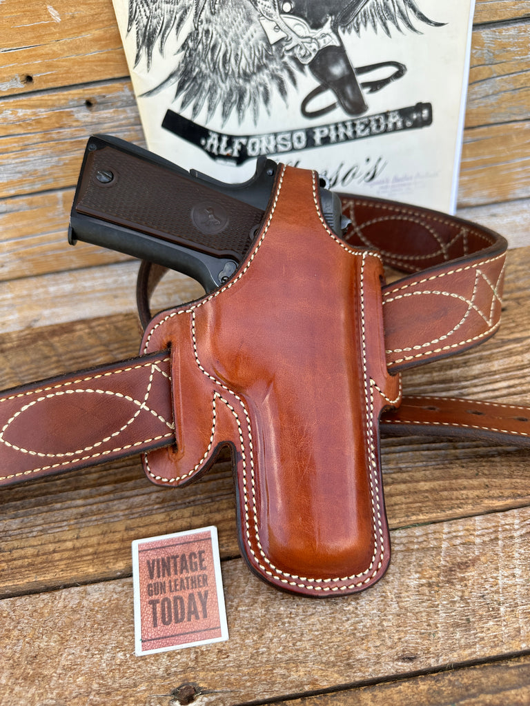 Alfonsos F60 Plain Brown leather Lined Holster For Colt 45 1911 Commander