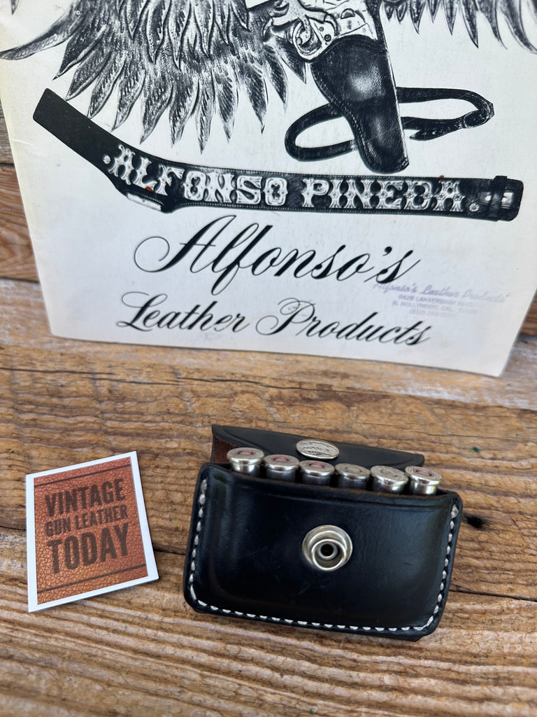 Vintage Alfonsos Plain Black Leather Belt / Pocket Cartridge Carrier .38 .357