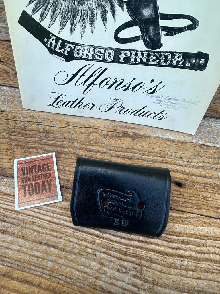 Vintage Alfonsos Plain Black Leather Belt / Pocket Cartridge Carrier .38 .357