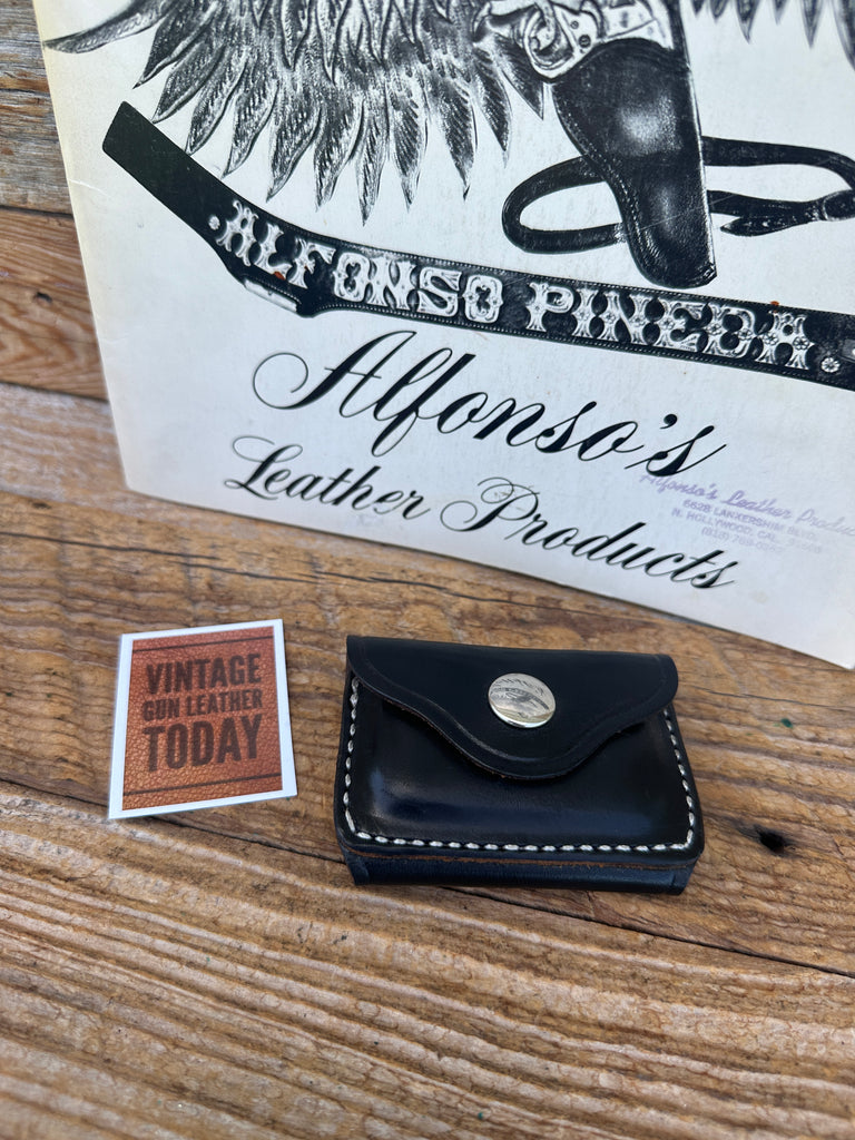 Vintage Alfonsos Plain Black Leather Belt / Pocket Cartridge Carrier .38 .357