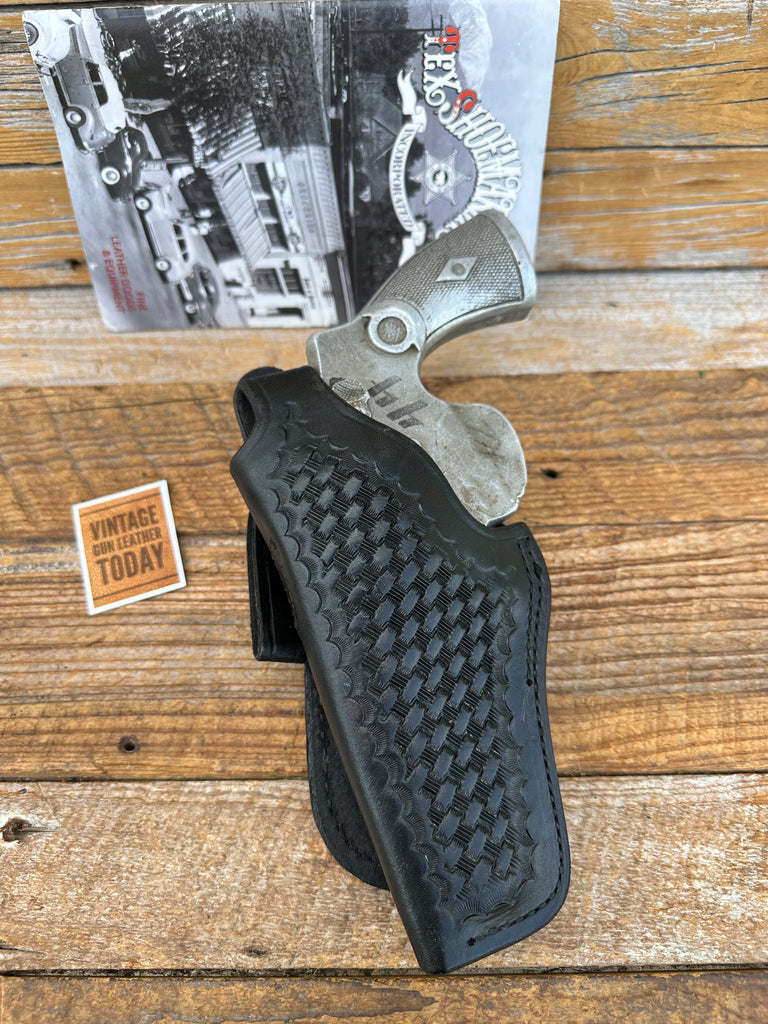 Vintage Tex Shoemaker Black Basket Leather OWB Paddle Holster For S&W N 29