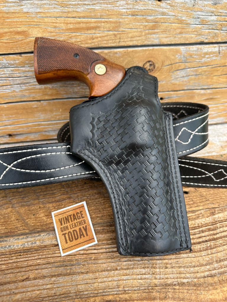 Tex Shoemaker 31H Black Leather Lined Holster For S&W L Frame Revolver 4 Python.