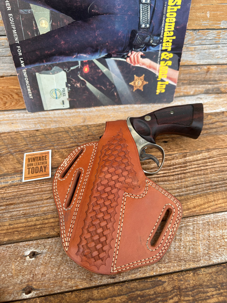 Tex Shoemaker Brown Basket Leather Holster For S&W K Ruger Speed Security Six CD