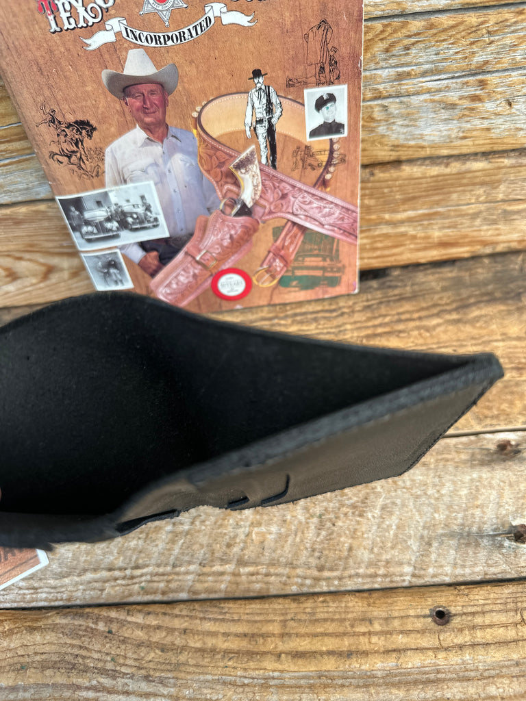 Vintage Tex Shoemaker Black Leather Bi Fold 4 Credit Card Cash Back Wallet