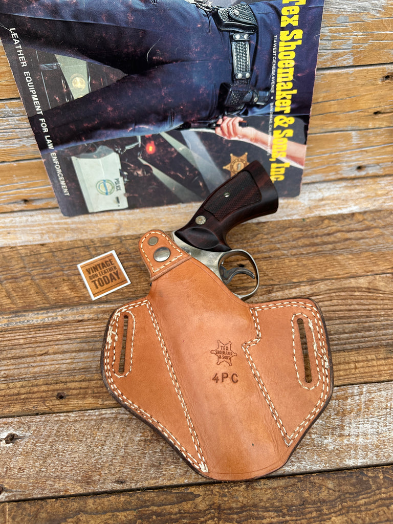 Tex Shoemaker Brown Basket Leather Holster For S&W K Ruger Speed Security Six WS