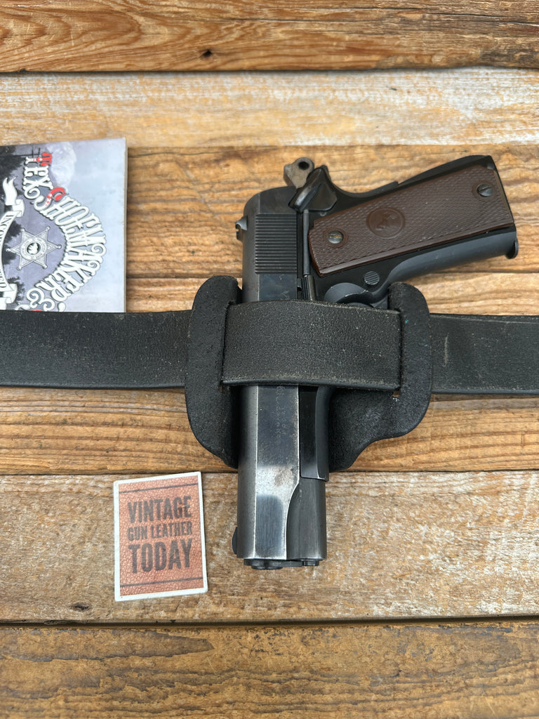 Vintage Tex Shoemaker Black Leather Formed Sling Holster For Colt 45 1911