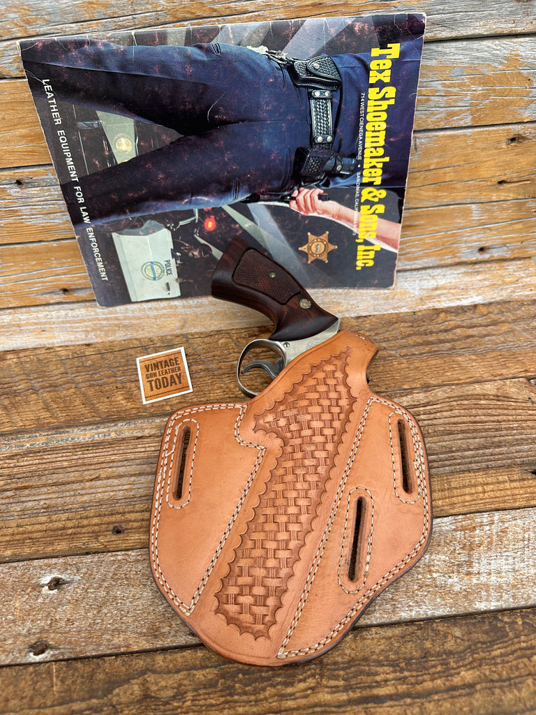 Tex Shoemaker Brown Basket Leather Holster For S&W K Ruger Speed Security Six 5"