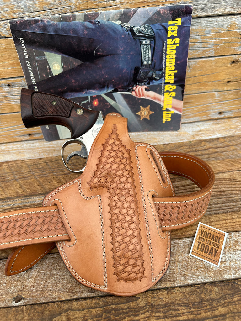 Tex Shoemaker Brown Basket Leather Holster For S&W K Ruger Speed Security Six 5"