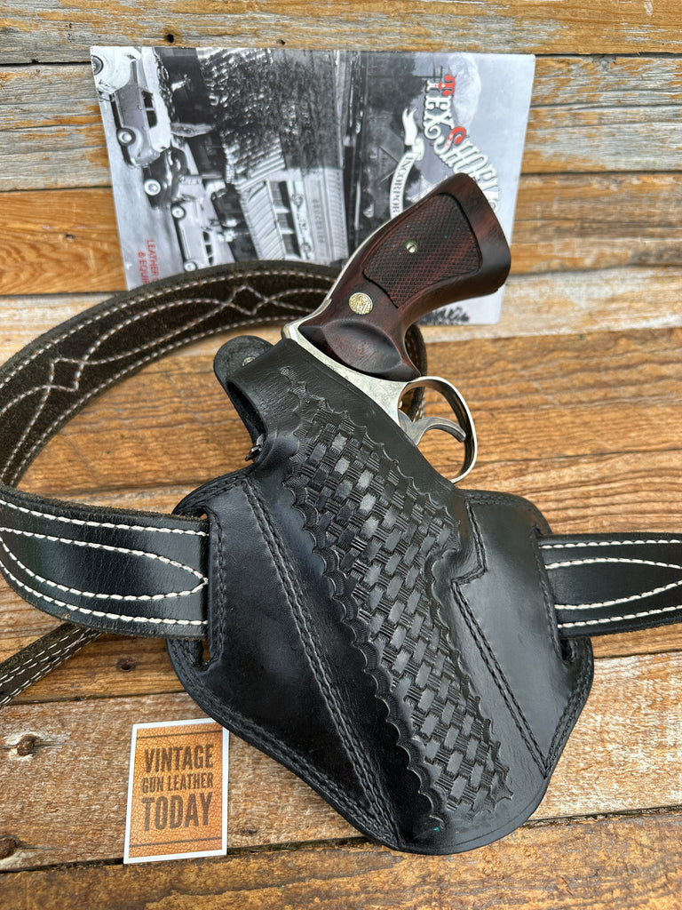Tex Shoemaker Black Basket Leather Holster For S&W K Ruger Speed Security Six LD