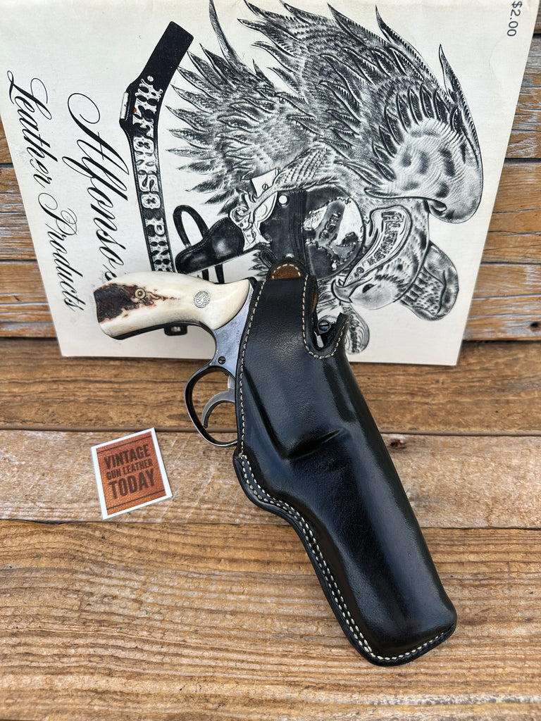 Vintage Alfonsos Black Leather Suede Lined CD Holster For S&W K Frame 4 Revolver