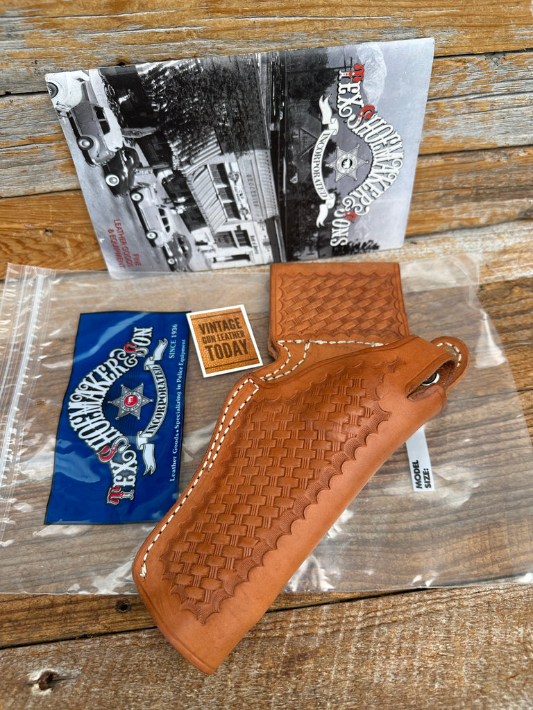 Tex Shoemaker 35 Border Patrol Brown Basket Leather Holster for Ruger GP100 WS