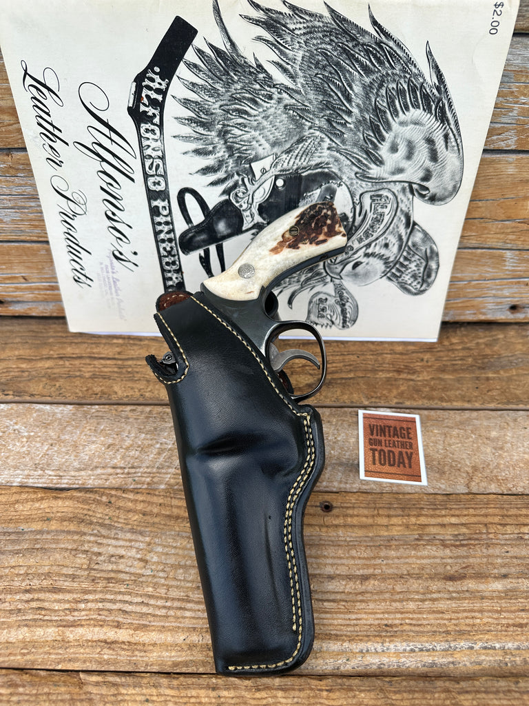 Alfonsos Plain Black Leather Lined Holster For S&W K Frame 4" Revolver 19 LEFT