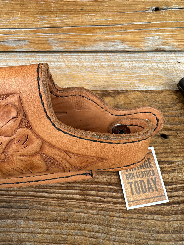 Vintage Tex Shoemaker Floral Carved Brown Leather Holster For Colt .45 1911 5"