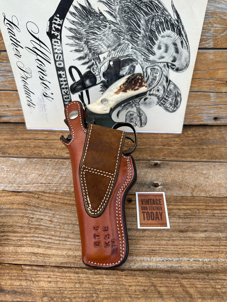 Alfonsos Brown Suede Lined Holster for S&W K Frame 4" Medium Revolver 12 15 19