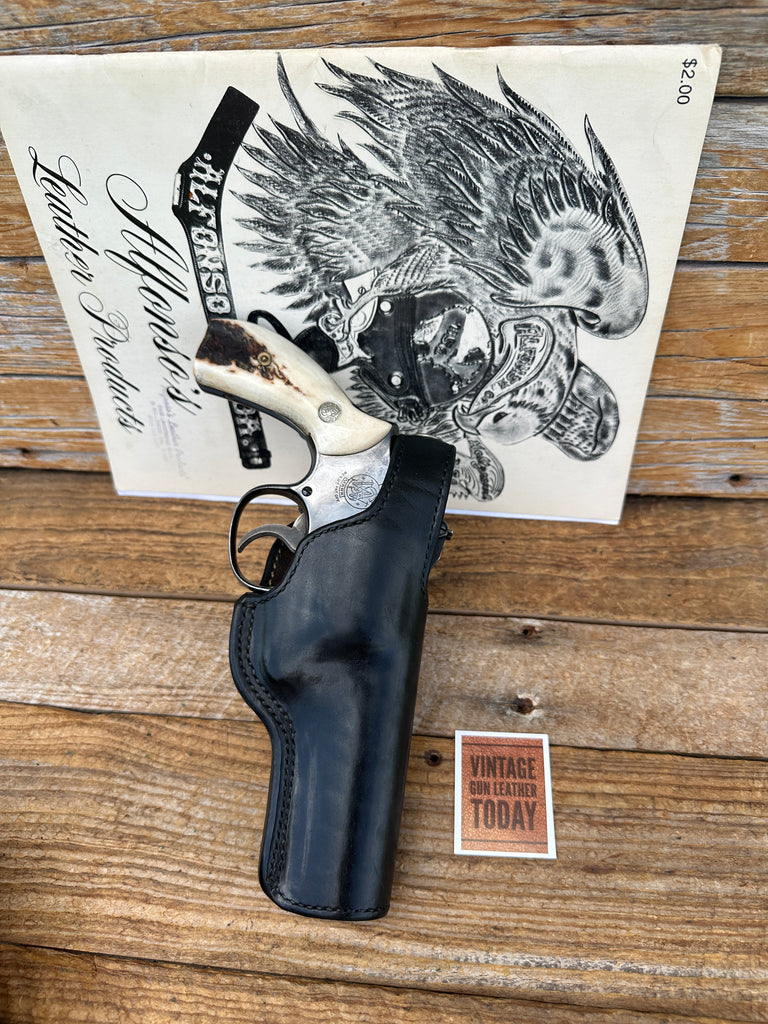 Alfonsos Plain Black Leather Lined BB Holster For S&W K Frame 4 Revolver 10 19