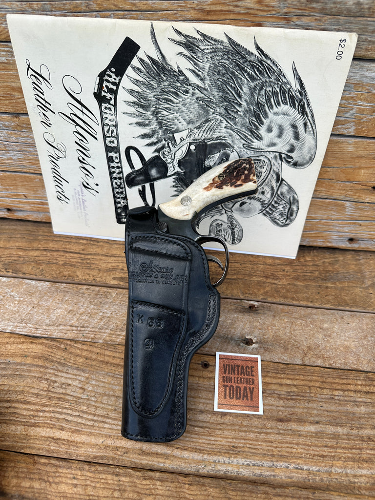 Alfonsos Plain Black Leather Lined BB Holster For S&W K Frame 4 Revolver 10 19