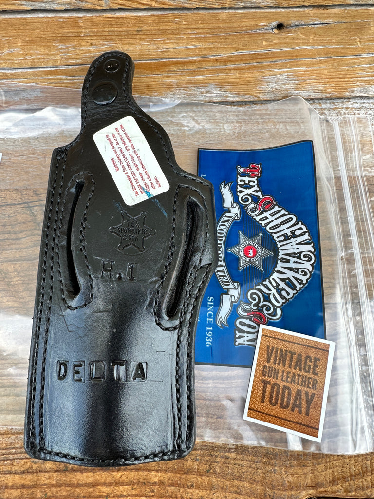 Vintage Tex Shoemaker Floral Carved Black  Leather Holster For Delta  Elite 10mm