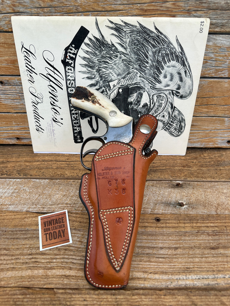 Alfonsos Brown Suede Lined Holster for S&W K Frame 4" Medium Revolver 12 15 19