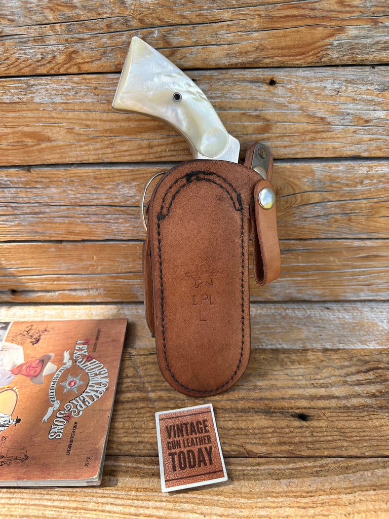 Vintage Tex Shoemaker Brown Basket Leather Paddle Holster For Colt Detective 2"