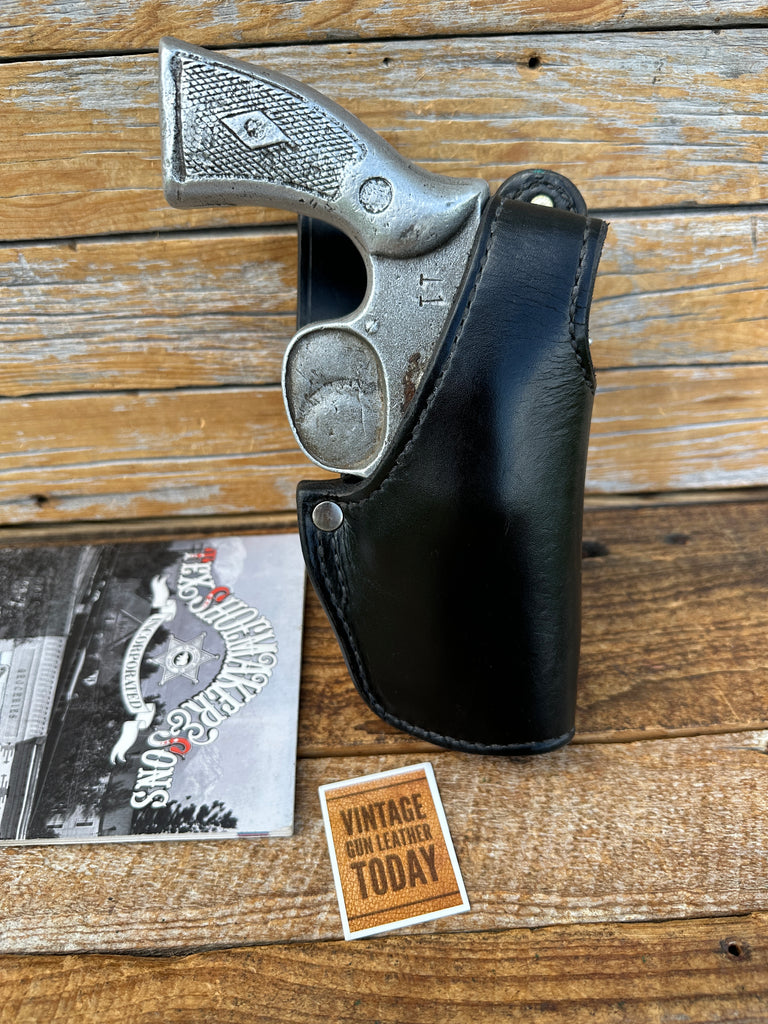 Vintage Tex Shoemaker Black Leather Lined OWB Holster For 3" K Frame Revolver