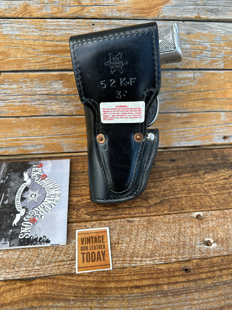 Vintage Tex Shoemaker Black Leather Lined OWB Holster For 3" K Frame Revolver
