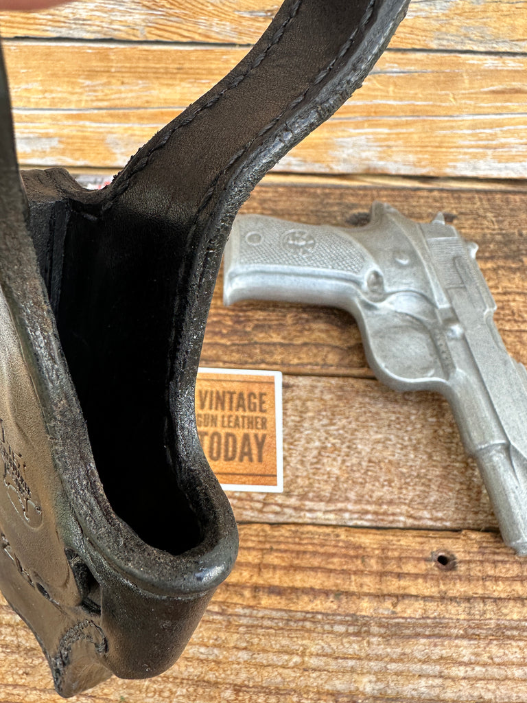 Vintage Tex Shoemaker Black Basket Leather LIined OWB For Llama 9mm .380