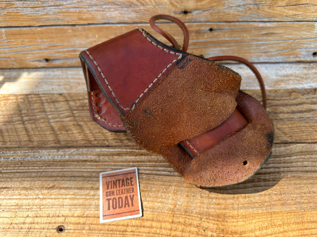 Custom Western Brown Leather Lined Stamped Holster For 4" 22 SA Revolver LEFT CD