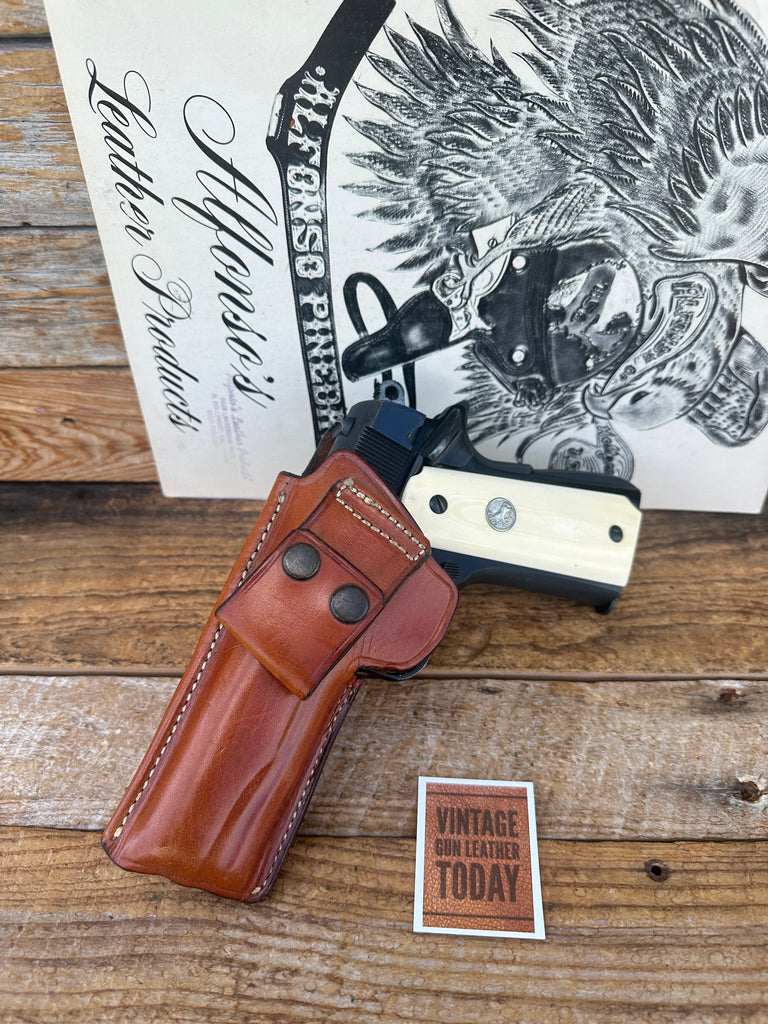 Vintage Alfonsos Brown Leather Lined IWB OWB Holster for Colt Commander 4.25 #1