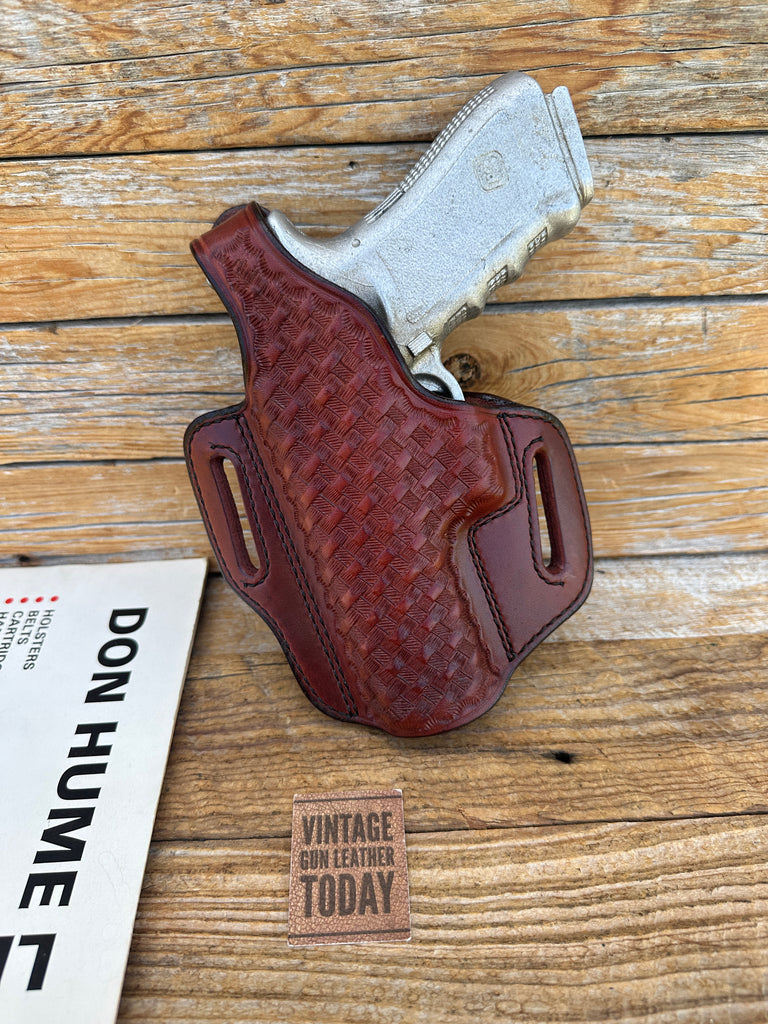 Vintage Don Hume H721 Saddle Brown Basket Leather OWB Holster For Glock 17 22 31