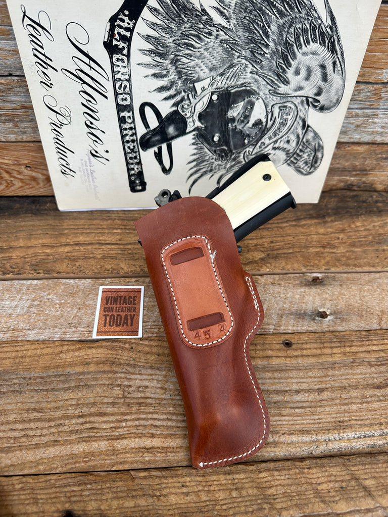 Vtg Alfonsos Brown Leather IWB Small of back Holster for Colt 1911 Commander