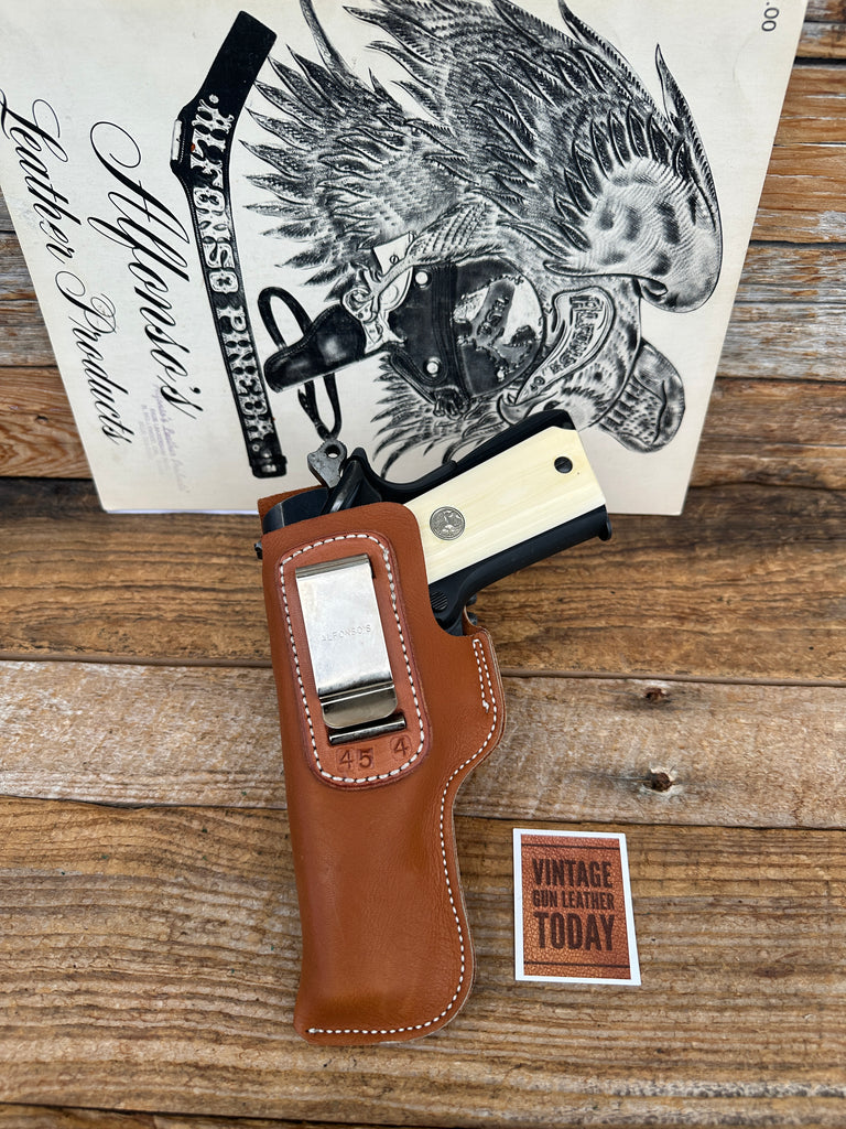 Alfonsos Brown Leather IWB Small of Back Holster for Colt 1911 Commander Left