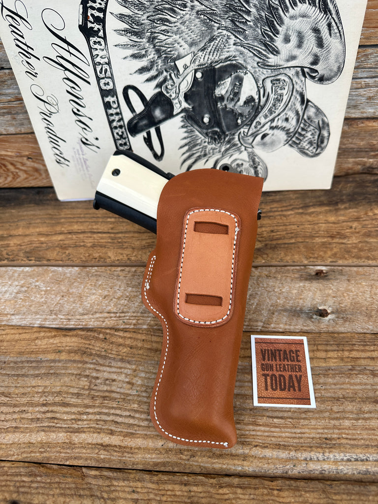 Alfonsos Brown Leather IWB Small of Back Holster for Colt 1911 Commander Left