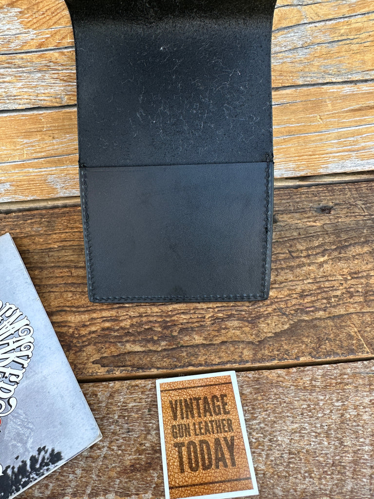 Tex Shoemaker Black Plain Leather Pocket Note Book Cover Holder 76" X 4"