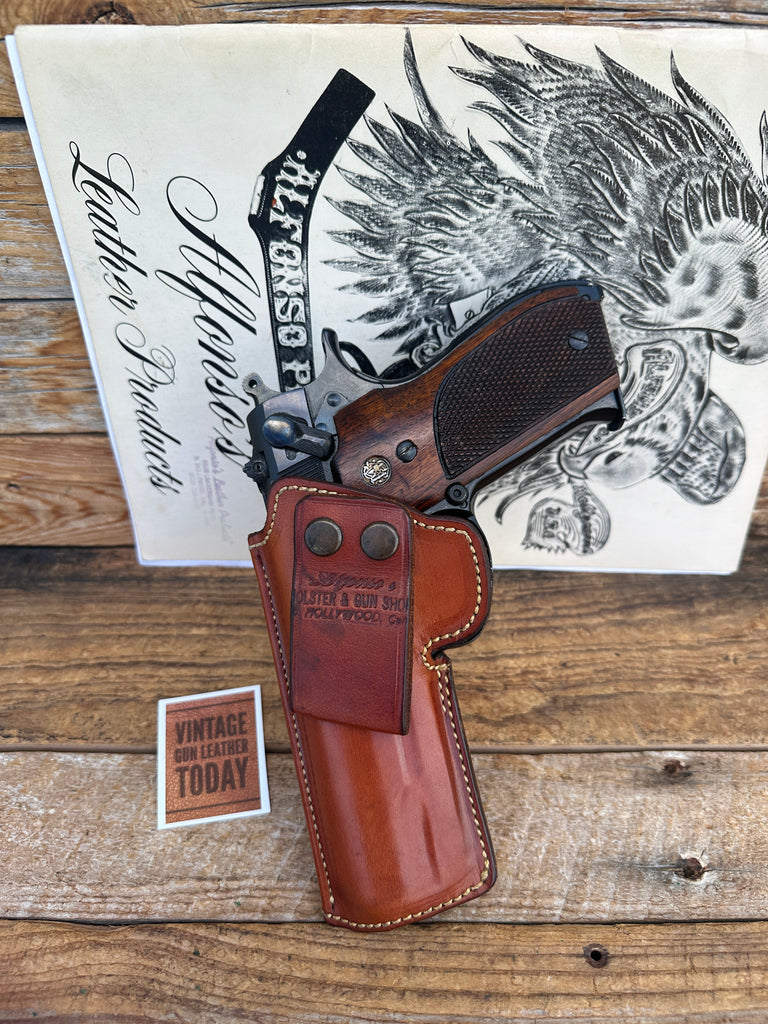 Vintage Alfonsos Brown Leather Lined IWB OWB Holster for S&W Model 59 39 Round