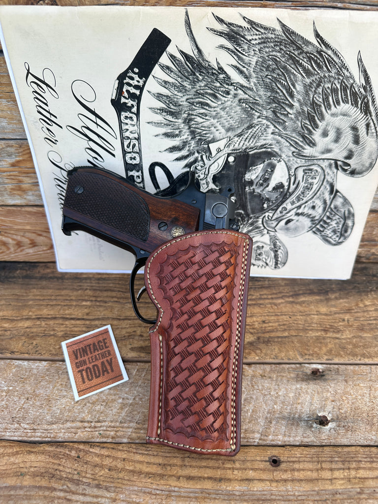 Vintage Alfonsos Brown Leather Lined IWB OWB Holster for S&W Model 59 39 Round R