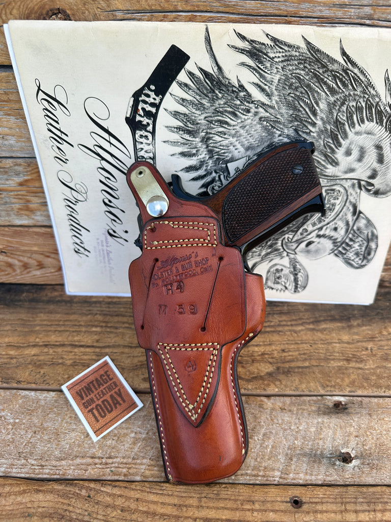 Alfonso's Brown Basketweave Leather OWB Holster for S&W 39 59 Cross Draw Strong