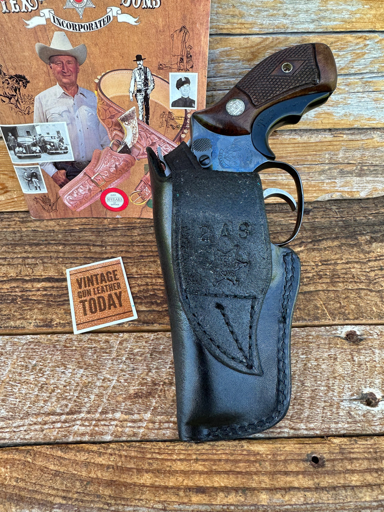 Vintage Tex Shoemaker Black Plain Leather OWB Holster For S&W Chief Special 3"