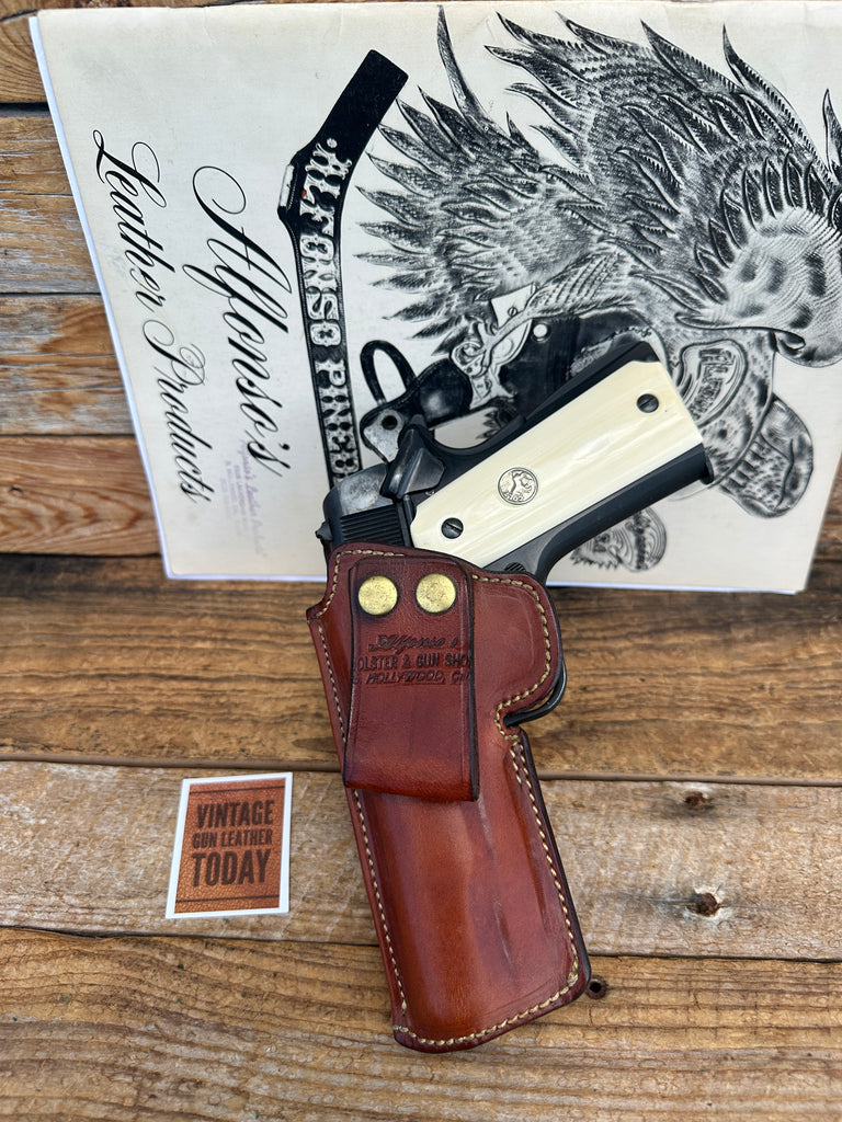 Vintage Alfonsos Brown Leather Lined IWB OWB Holster for Colt Commander 4.25 LFT