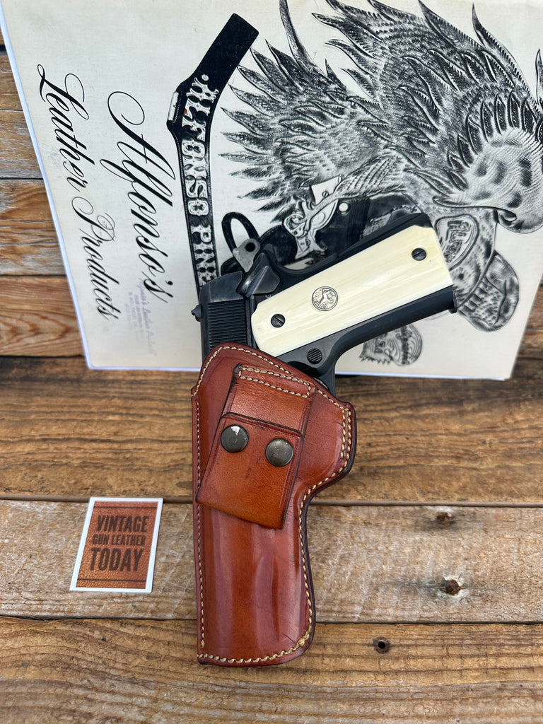 Vintage Alfonsos Brown Leather Sued Lined Holster for Colt .45 1911 Commander #3