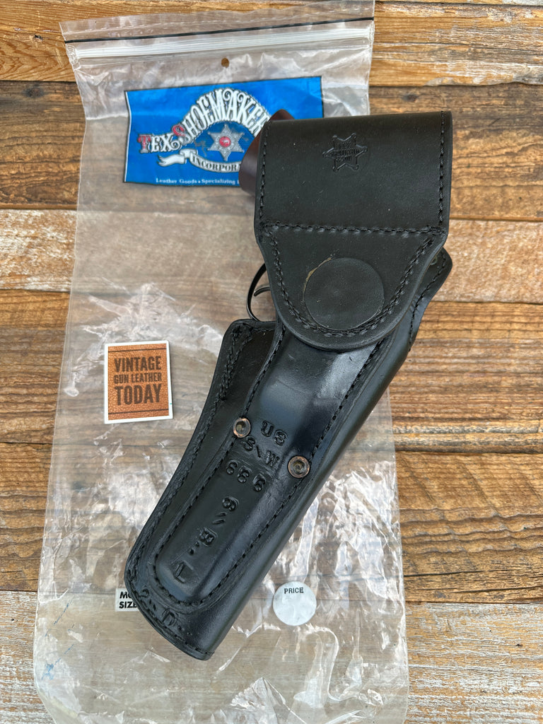 Vintage Tex Shoemaker Black Leather Swivel Holster For S&W L 686 586 Revolver 6"
