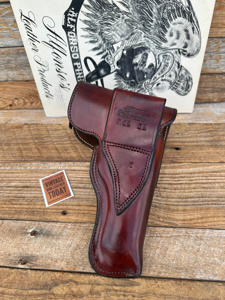 Alfonsos Plain Cordovan Suede Lined Flap Holster For S&W Mod 59 39 Round Trigger