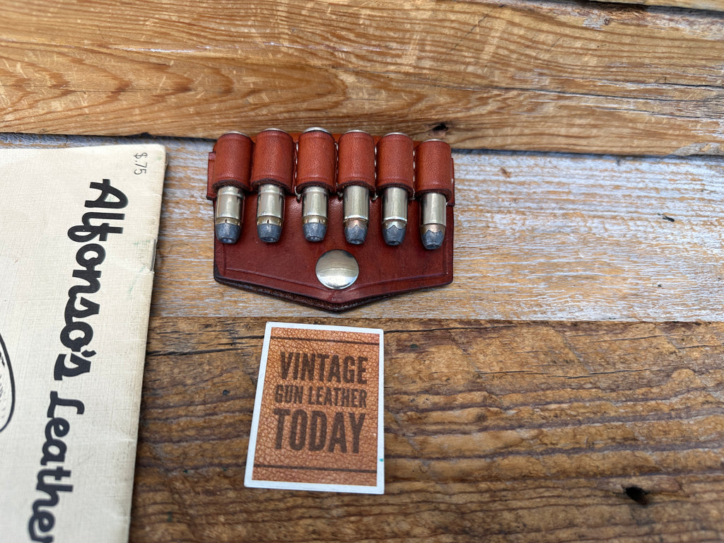 Vintage Alfonsos Plain Brown Leather 38 .357 Ammo Cartridge Belt Slide 1 3/4" #1