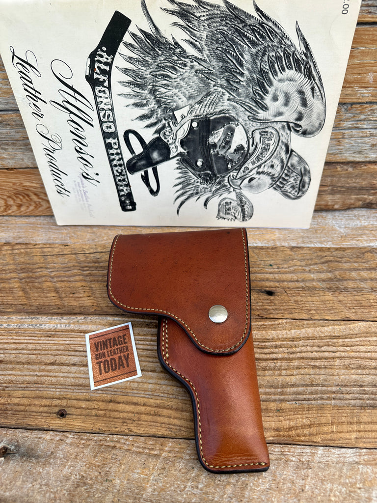Vintage Alfonsos Brown Plain Leather Suede Lined Flap Holster For Walther PPK