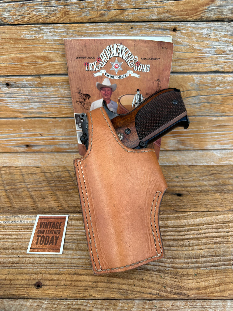 Vintage Tex Shoemaker Brown Leather Suede Lined Holster For S&W Mod 39 59 Round